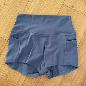 High-Rise Blue Women’s Active Shorts